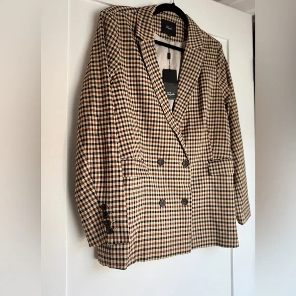 RAILS NWT Chelsea Cafe Check Plaid Double Breasted Boyfriend Blazer Size M $268 - Picture 7 of 12